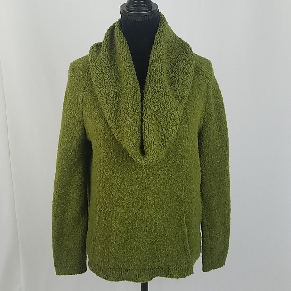 Anthro Angel Of The North women XS cowl neck high low sweater kangaroo pocket